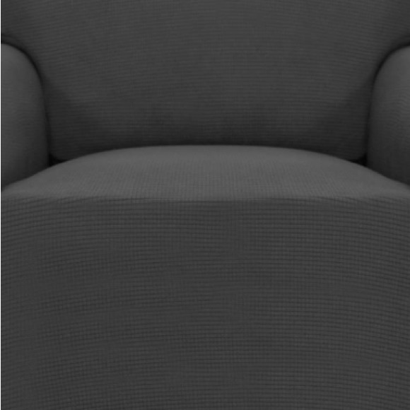 Dark Gray Stretch Spandex Jacquard Armchair Slipcover - Picture 3 of 9